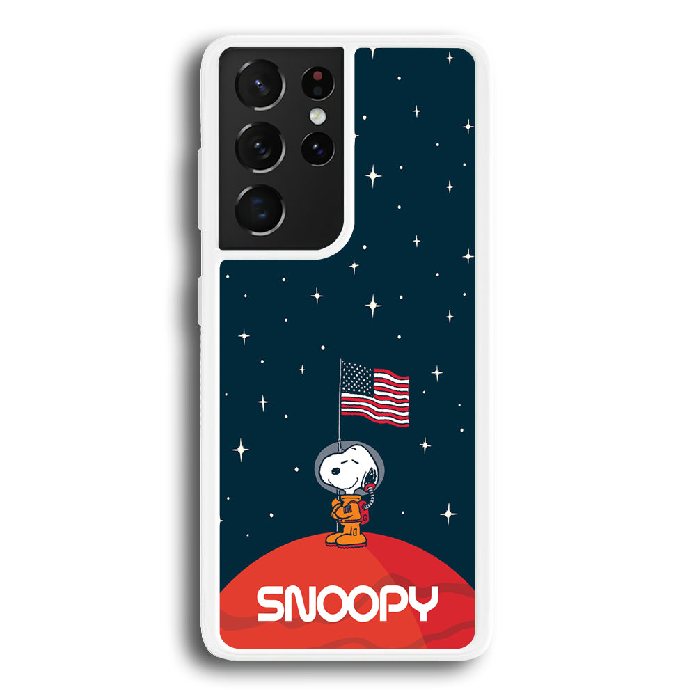 Snoopy Visiting The Moon Samsung Galaxy S21 Ultra Case