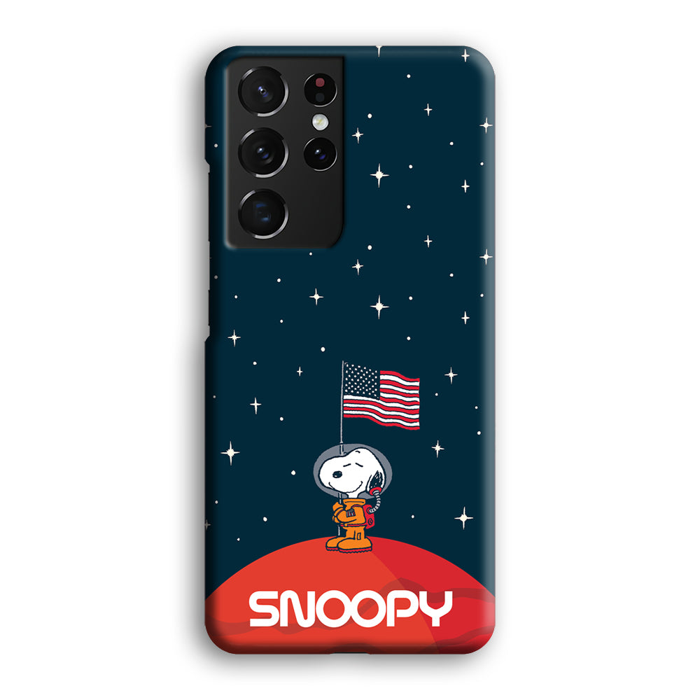 Snoopy Visiting The Moon Samsung Galaxy S21 Ultra Case