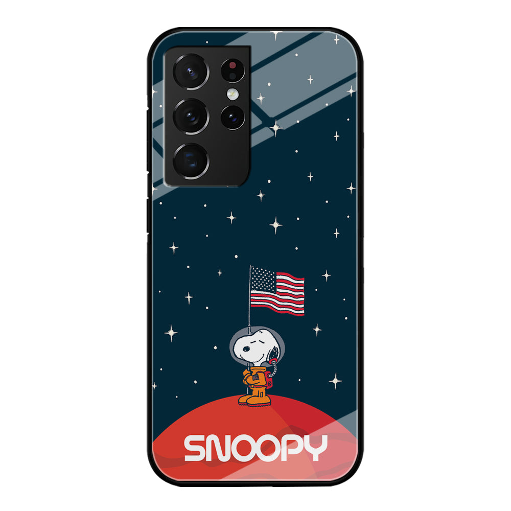 Snoopy Visiting The Moon Samsung Galaxy S21 Ultra Case