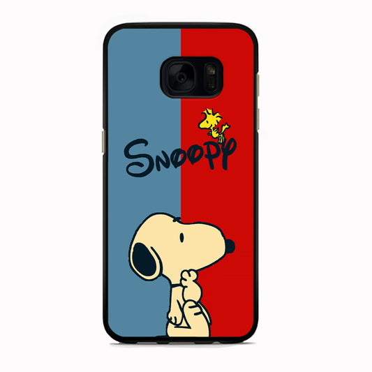 Snoopy Blue and Red Line Samsung Galaxy S7 Edge Case