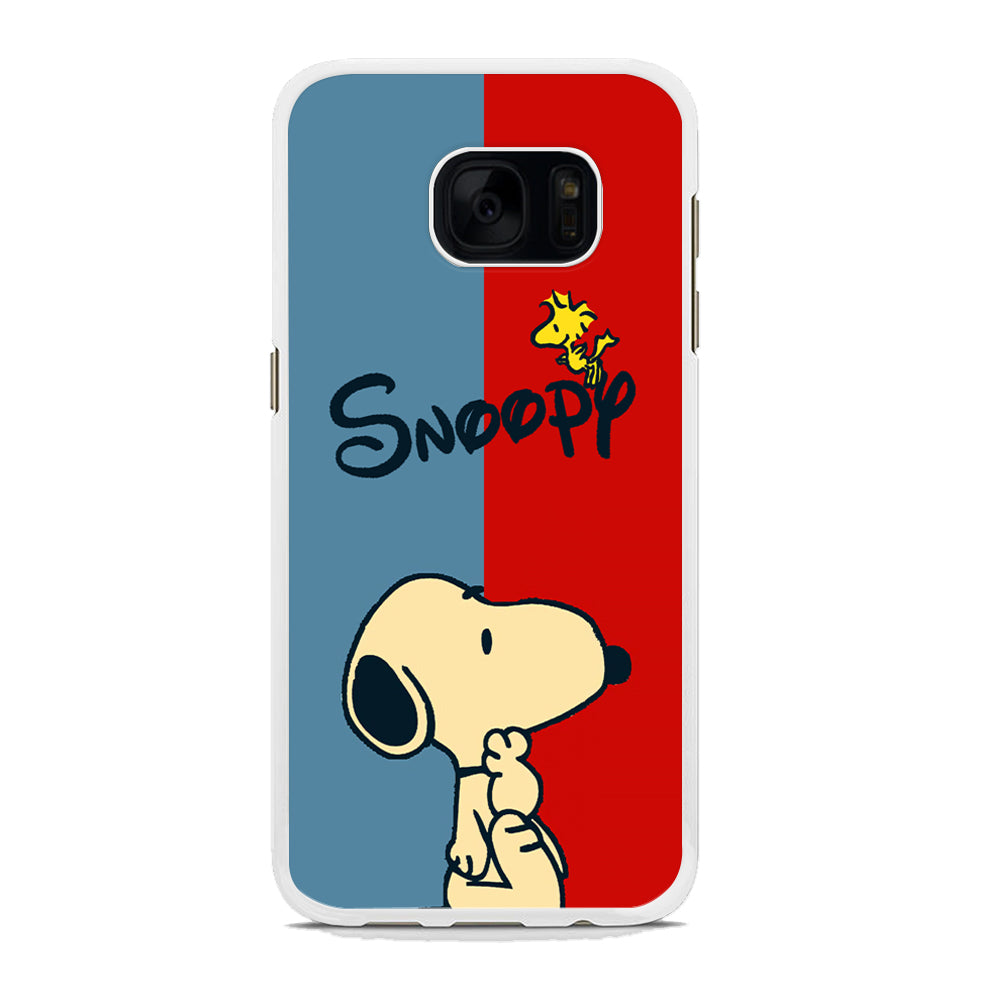 Snoopy Blue and Red Line Samsung Galaxy S7 Edge Case