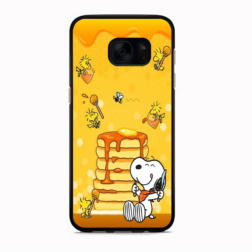 Snoopy Like Eat Pancake Hooney  Samsung Galaxy S7 Edge Case