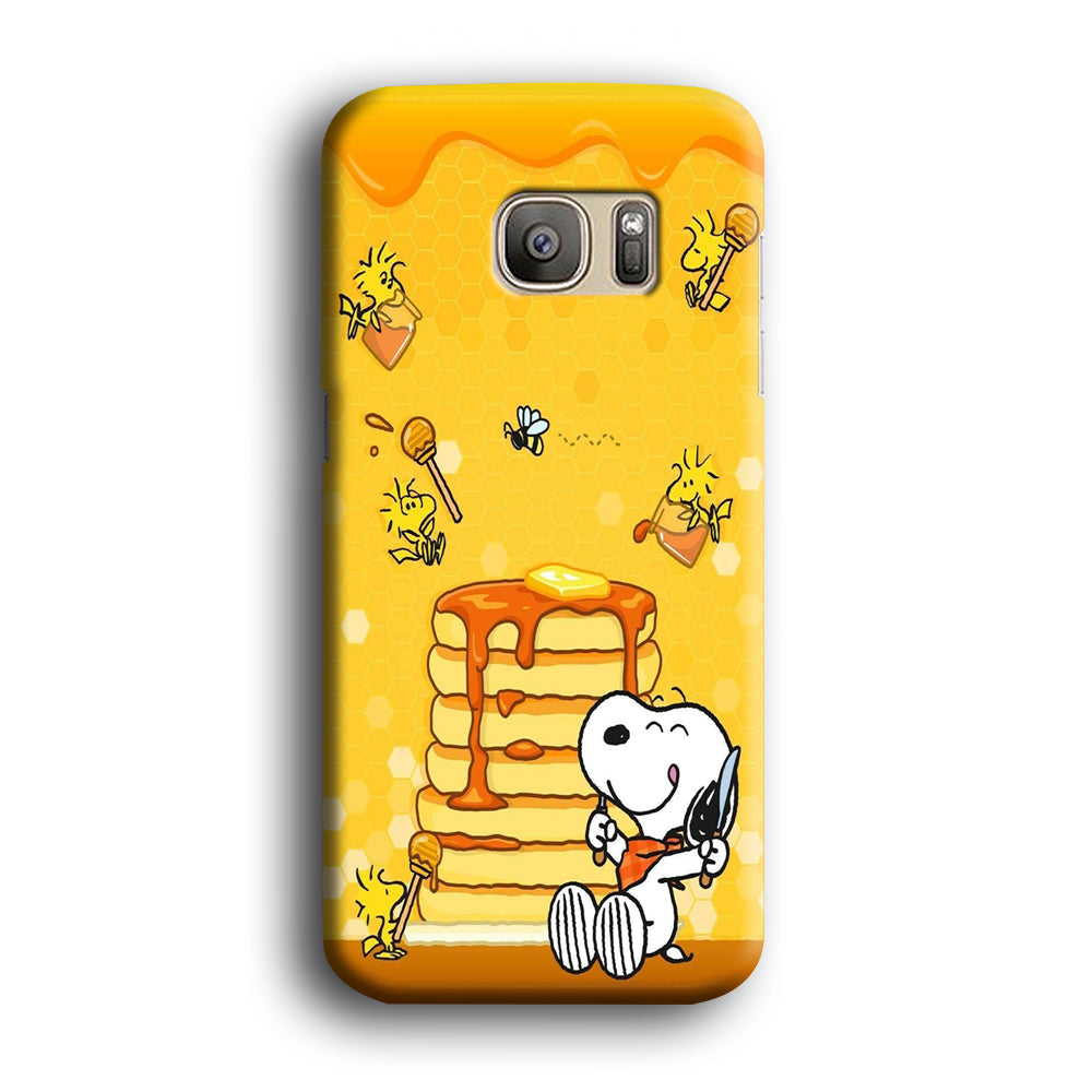 Snoopy Like Eat Pancake Hooney  Samsung Galaxy S7 Edge Case