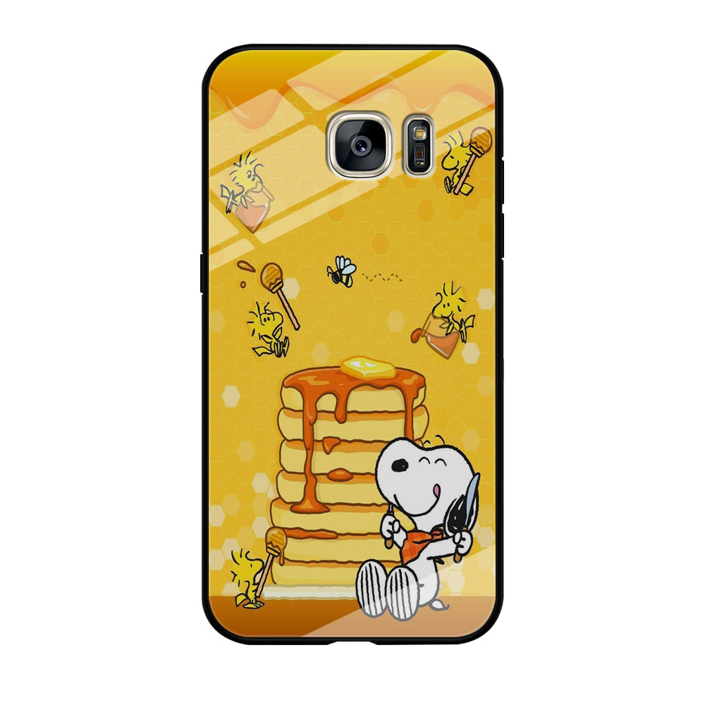 Snoopy Like Eat Pancake Hooney  Samsung Galaxy S7 Edge Case
