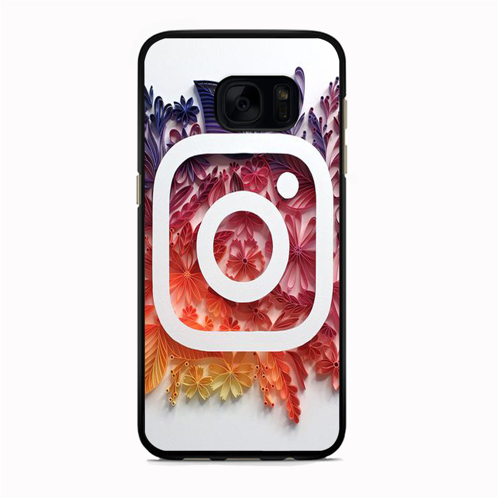 Social Media Instagram White Samsung Galaxy S7 Case Rubber Black (2D Case)