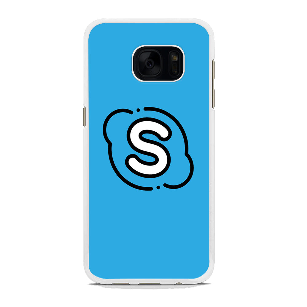 Social Media Skype Blue Samsung Galaxy S7 Case Rubber White (2D Case)