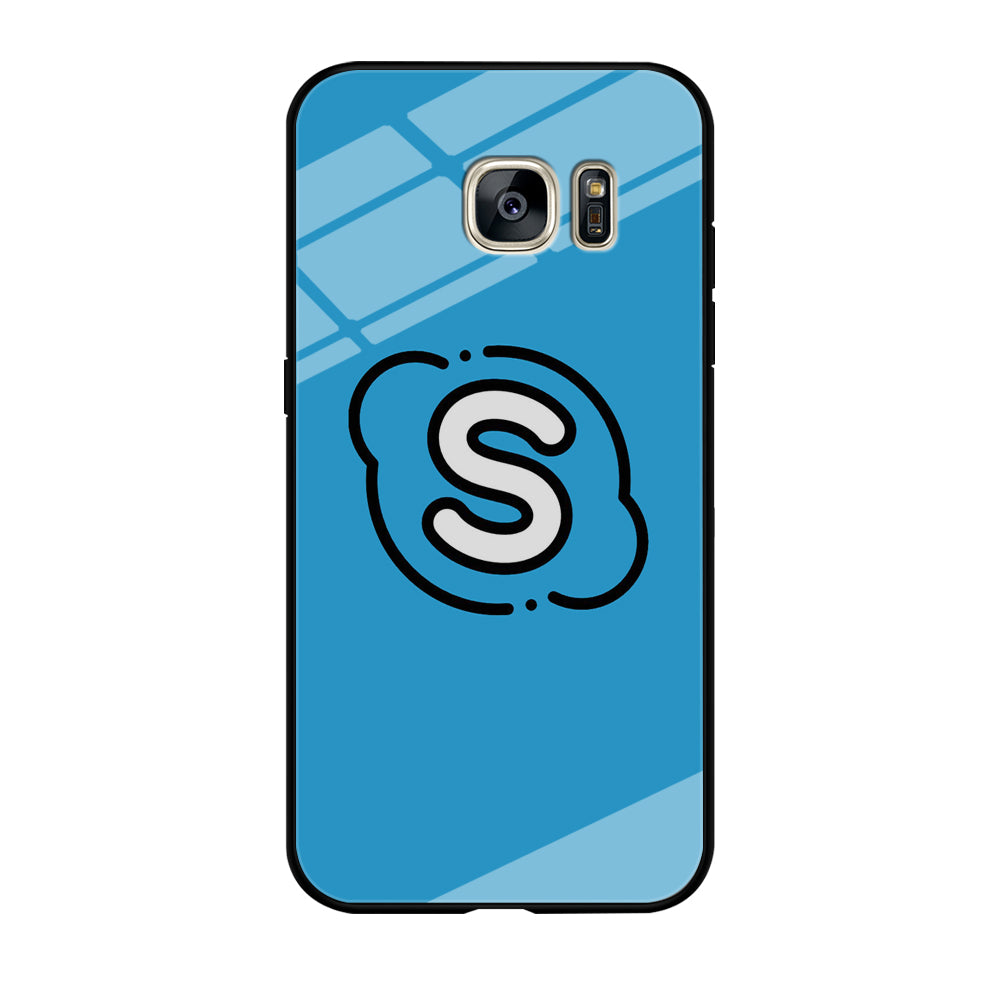 Social Media Skype Blue Samsung Galaxy S7 Case Tempered Glass Case