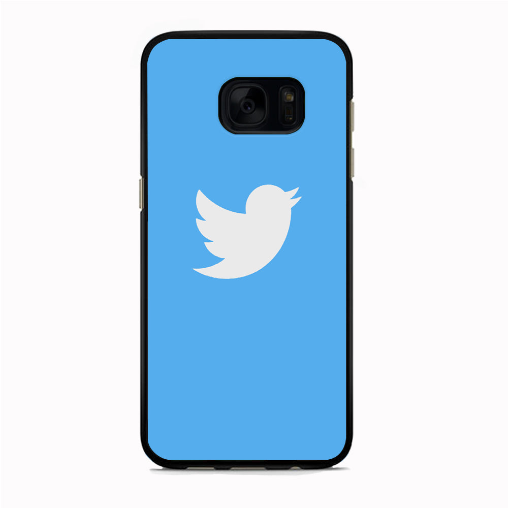 Social Media Twitter Logo Samsung Galaxy S7 Case Rubber Black (2D Case)
