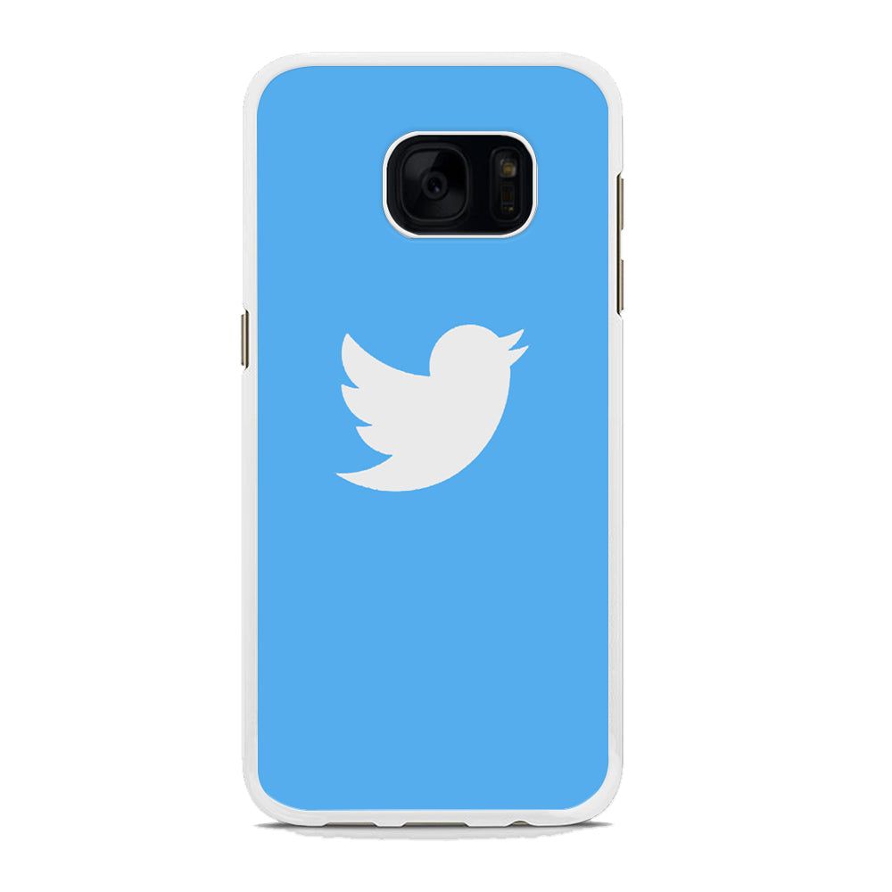 Social Media Twitter Logo Samsung Galaxy S7 Case Rubber White (2D Case)