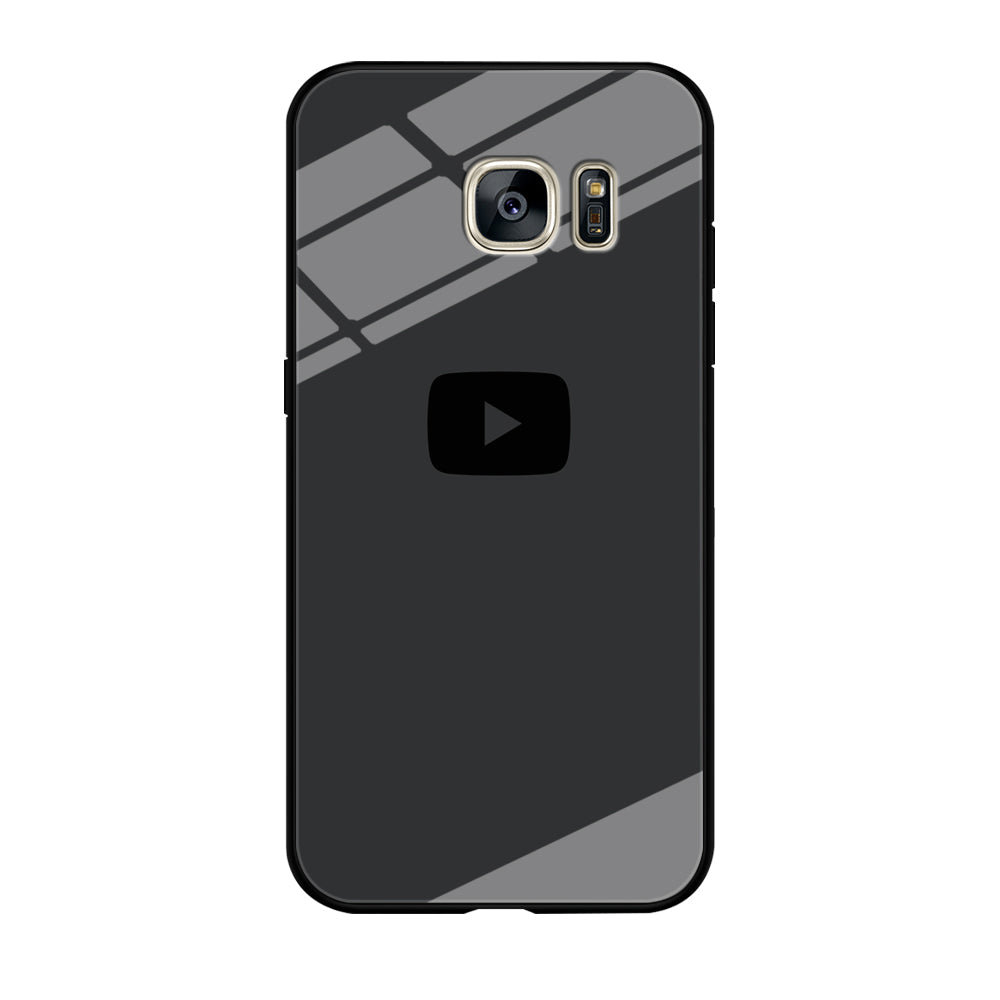 Social Media Youtube Play Button Grey Samsung Galaxy S7 Case Tempered Glass Case