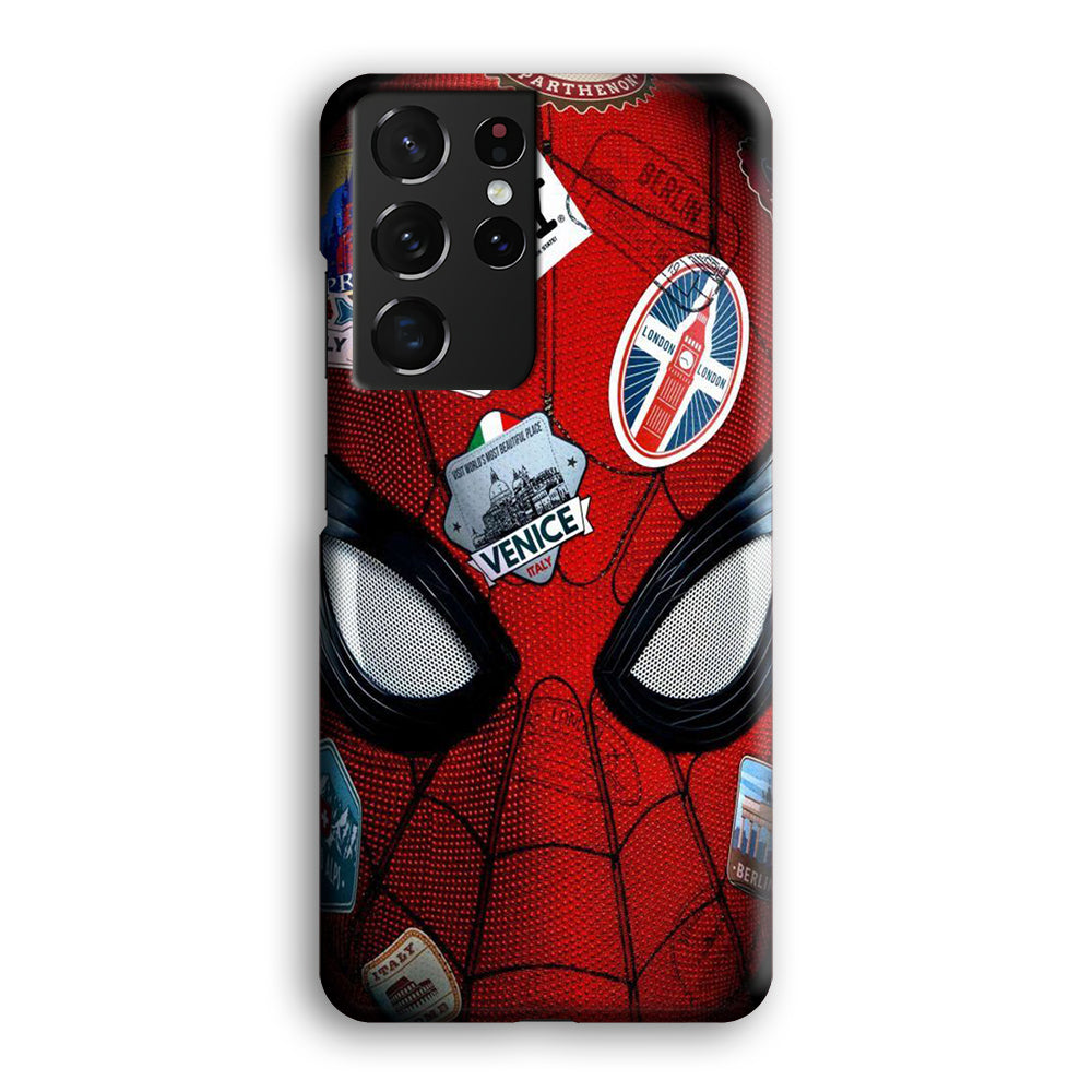 Spiderman Head Full Stickers Samsung Galaxy S21 Ultra Case