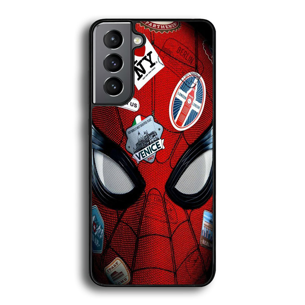 Spiderman Head Full Stickers Samsung Galaxy S21 Plus Case - Carneyforia