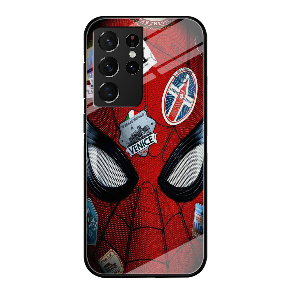 Spiderman Head Full Stickers Samsung Galaxy S21 Ultra Case