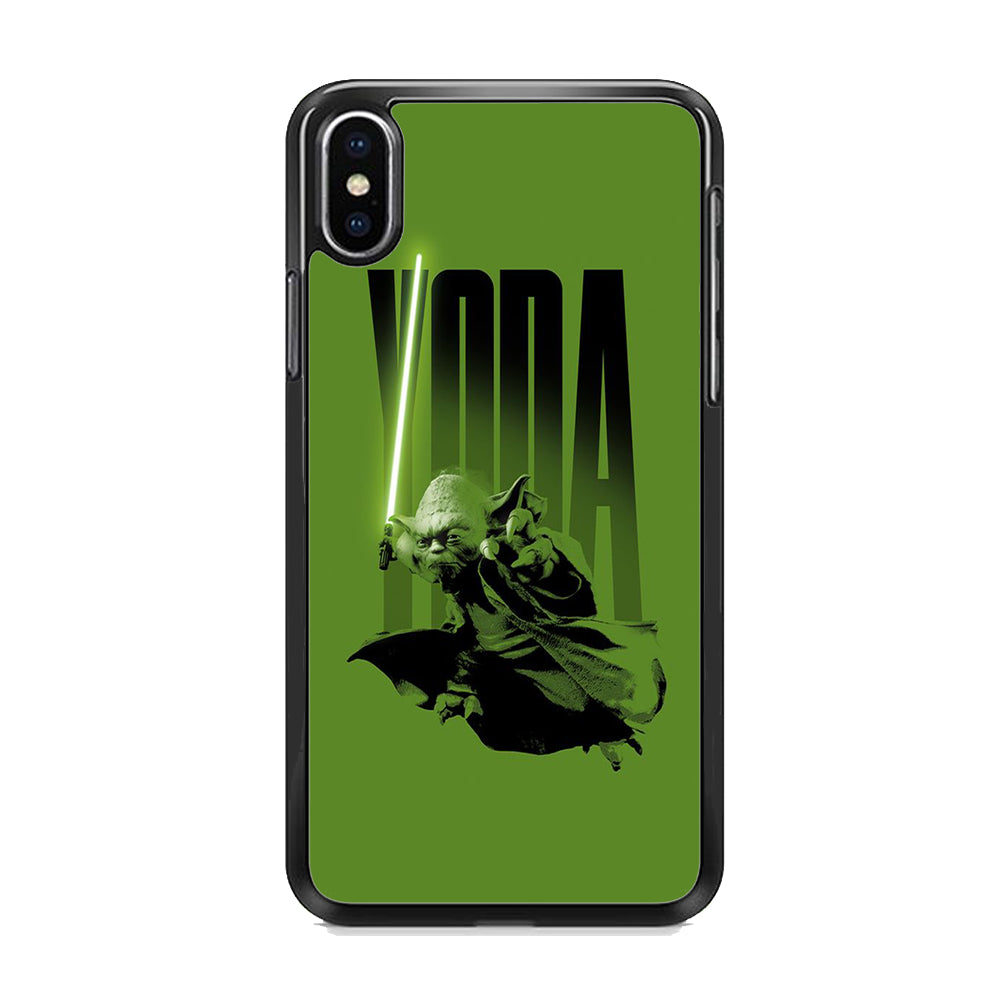 Star Wars Yoda Green Lightsaber iPhone XS Case Rubber Black (2D Case)