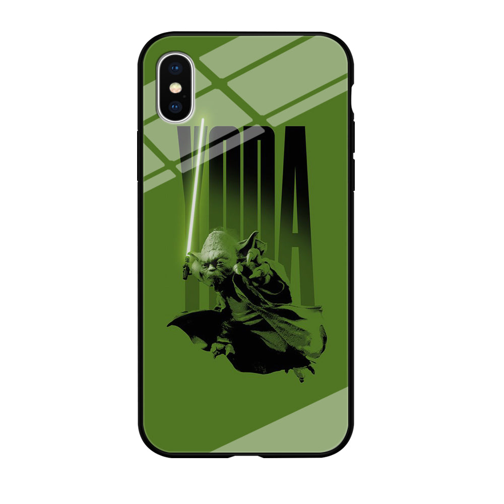Star Wars Yoda Green Lightsaber iPhone XS Case Tempered Glass Case