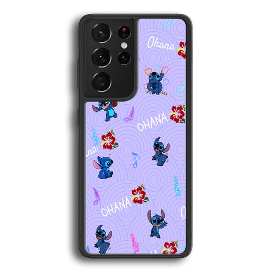 Stitch Patern Lovely Ohana Samsung Galaxy S21 Ultra Case