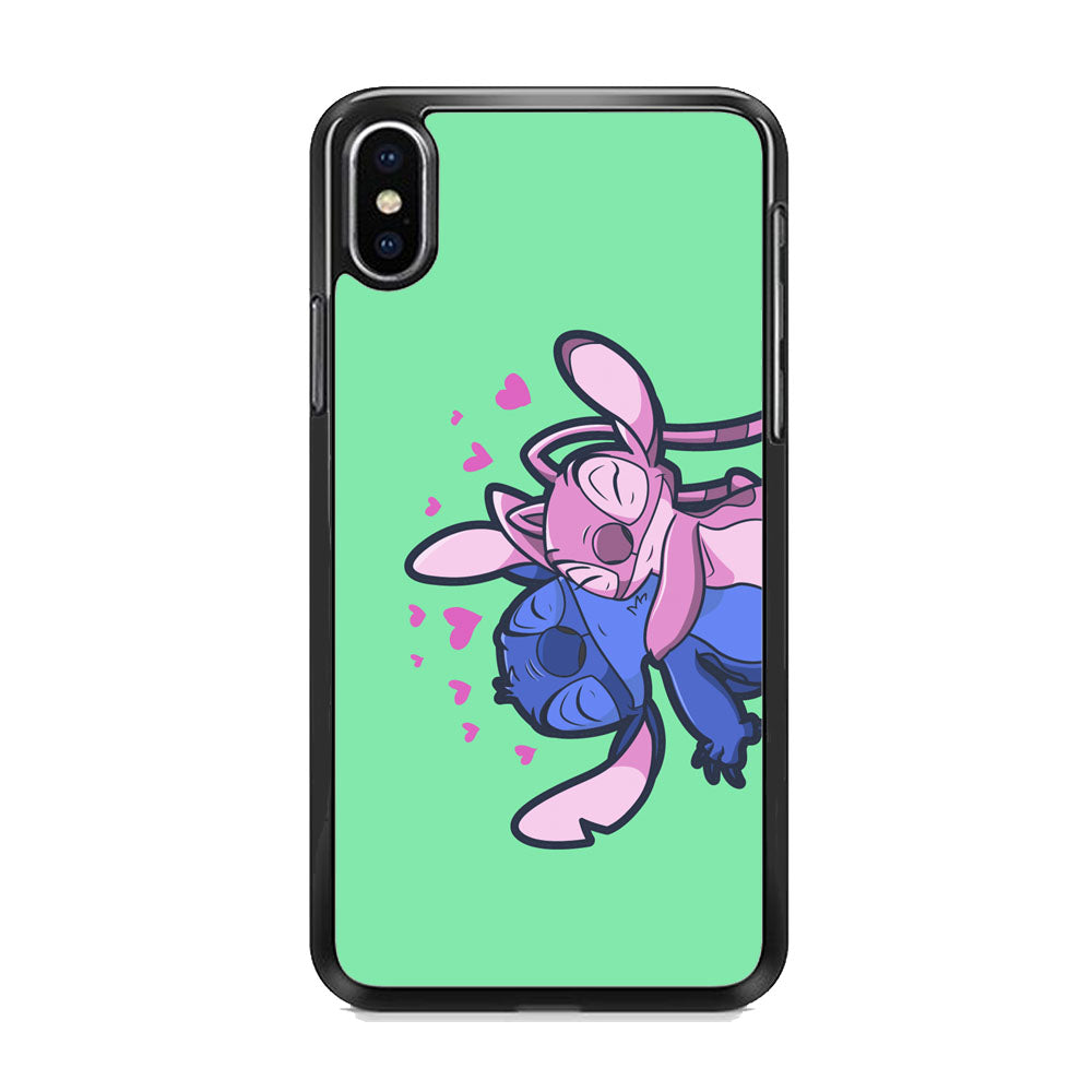 Stitch And Angel Huge Green Wallpaper iPhone XS Case