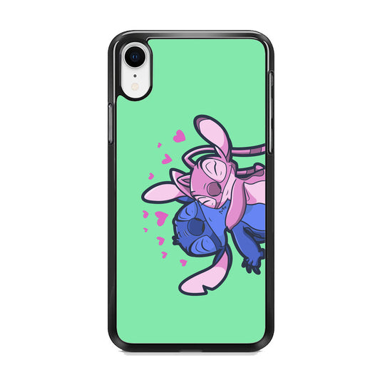 Stitch And Angel Huge Green Wallpaper iPhone XR Case