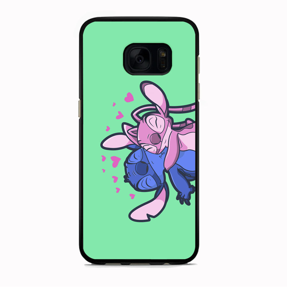 Stitch And Angel Huge Green Wallpaper Samsung Galaxy S7 Edge Case