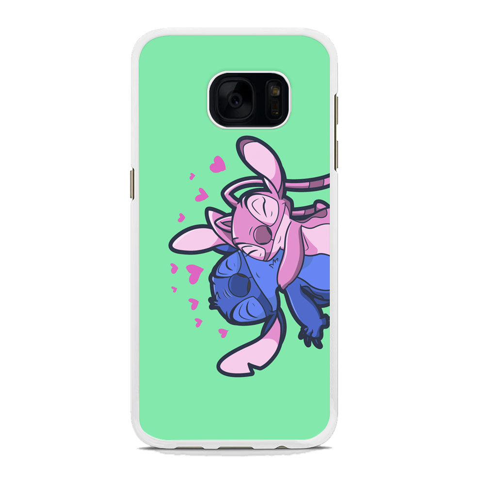 Stitch And Angel Huge Green Wallpaper Samsung Galaxy S7 Edge Case