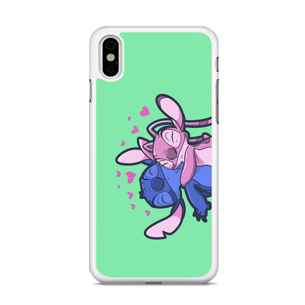Stitch And Angel Huge Green Wallpaper iPhone XS Case