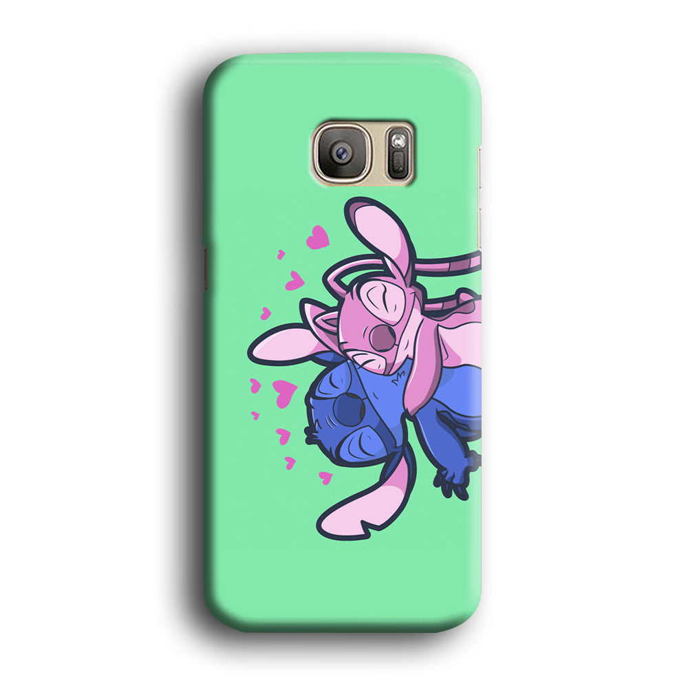 Stitch And Angel Huge Green Wallpaper Samsung Galaxy S7 Edge Case