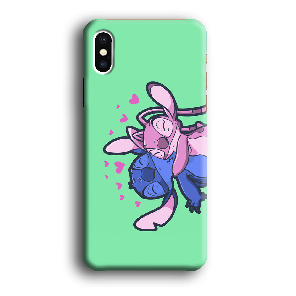 Stitch And Angel Huge Green Wallpaper iPhone XS Case