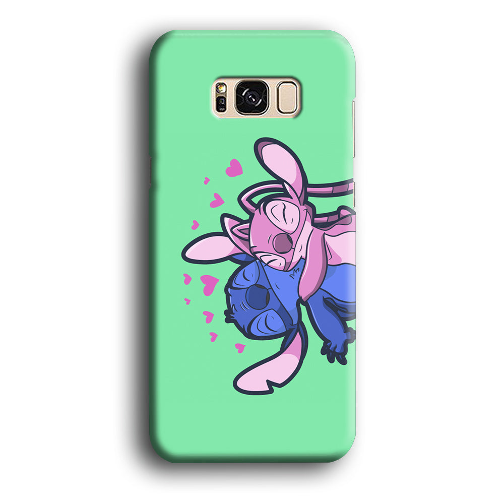 Stitch And Angel Huge Green Wallpaper  Samsung Galaxy S8 Case