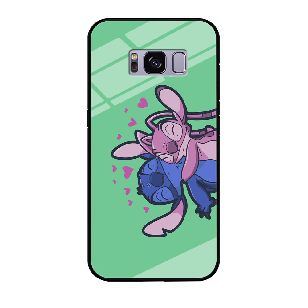 Stitch And Angel Huge Green Wallpaper  Samsung Galaxy S8 Case