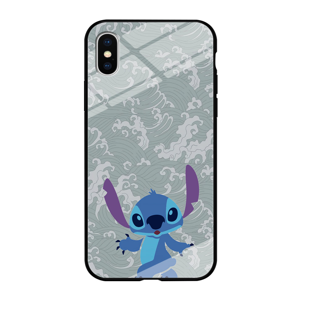 Stitch Walk on The Wave iPhone X Case