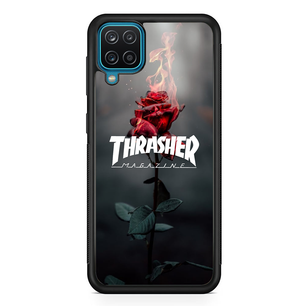 Thrasher Rose Flame Samsung Galaxy A12 Case - Carneyforia