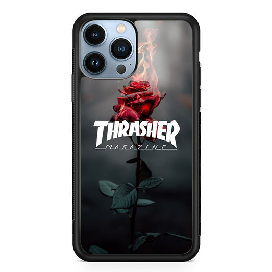 Thrasher Rose Flame iPhone 13 Pro Case - Carneyforia